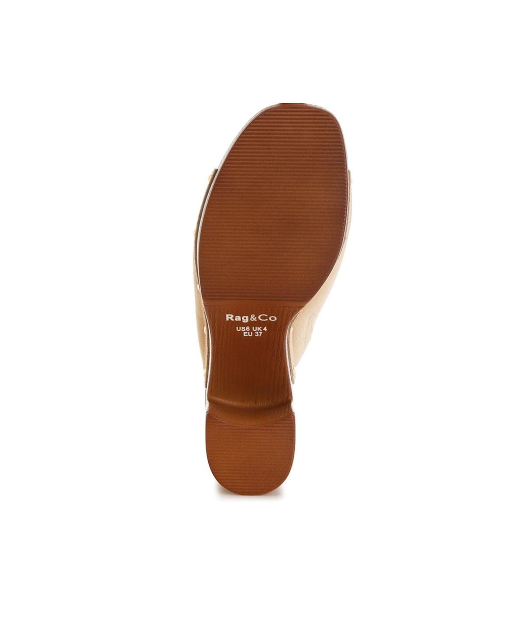 Rag & Co White Masaki Soft Suede Leather Wooden Clogs