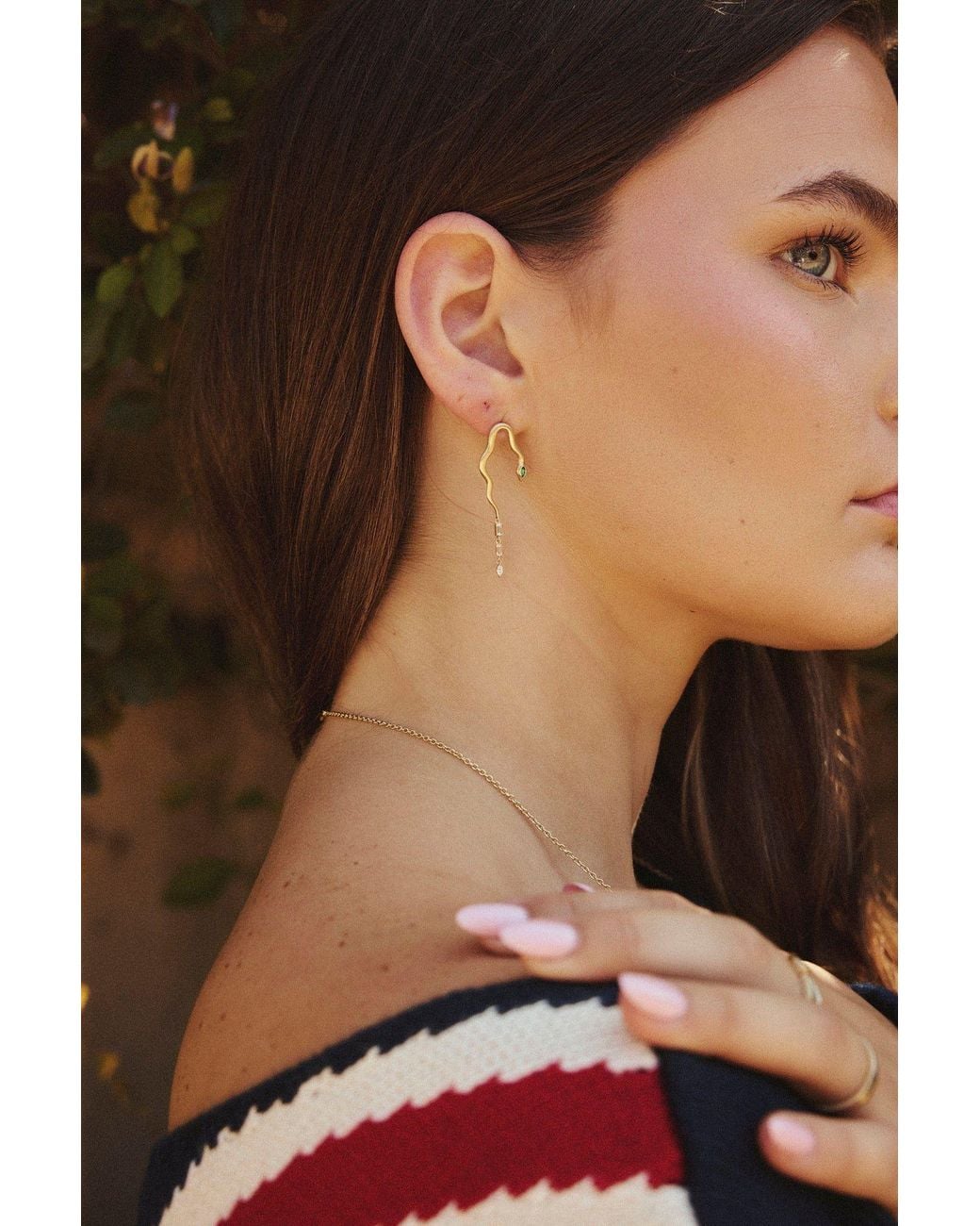 Jewelbird Metallic Emerald And Diamond Snake Earrings