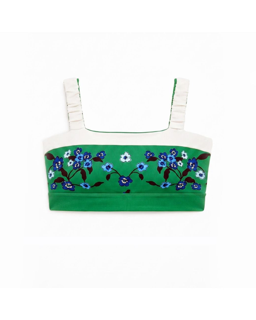 Jessie Zhao New York Green Emerald Echo Reversible Ruched Sports Crop