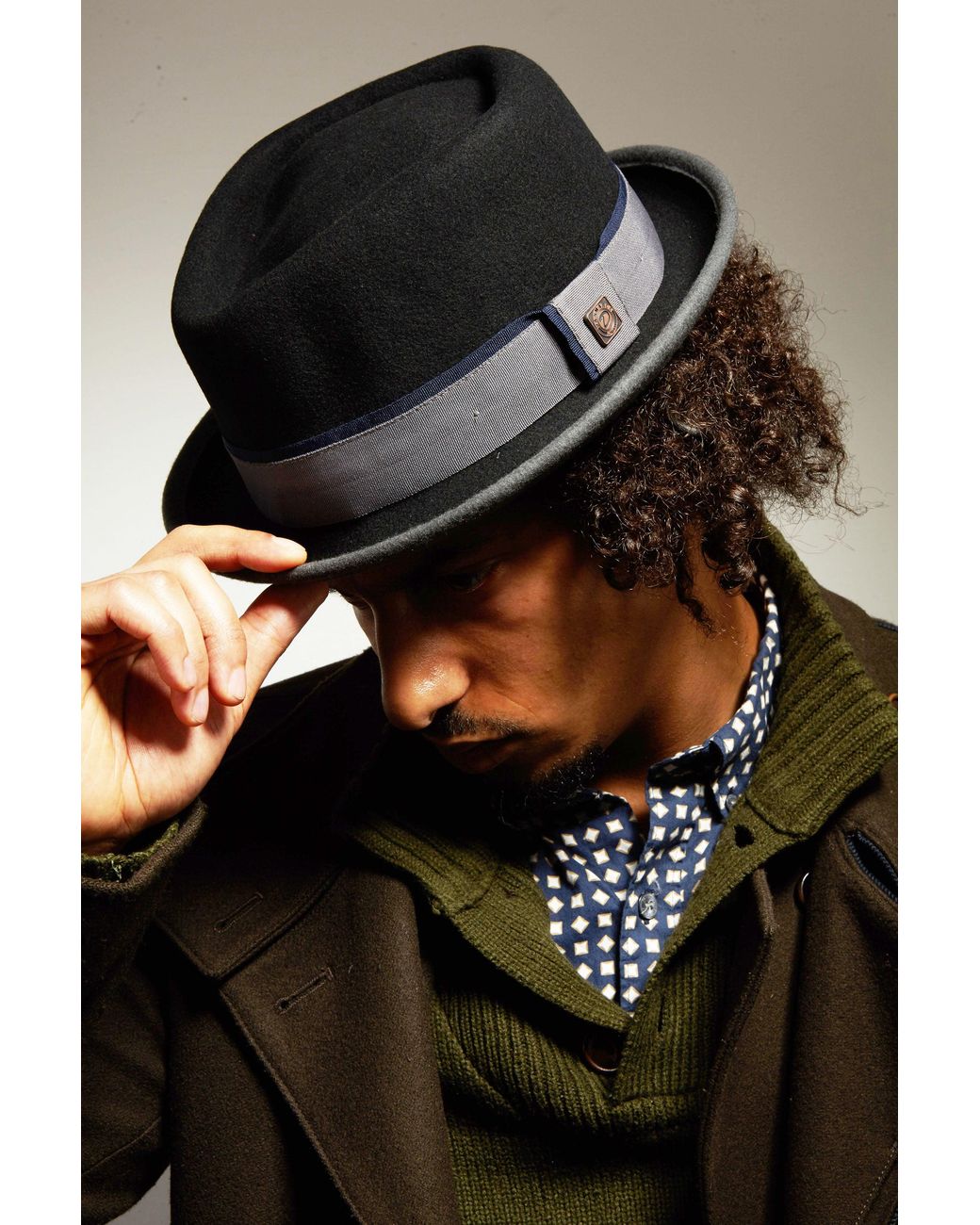 Dasmarca Hats Black Edward Two Tone Felt Winter Porkpie Hat for men