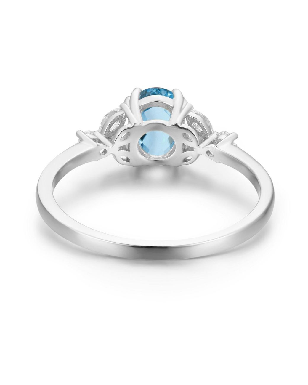 Azura Jewelry New York White Stellar Aquamarine Ring Solid