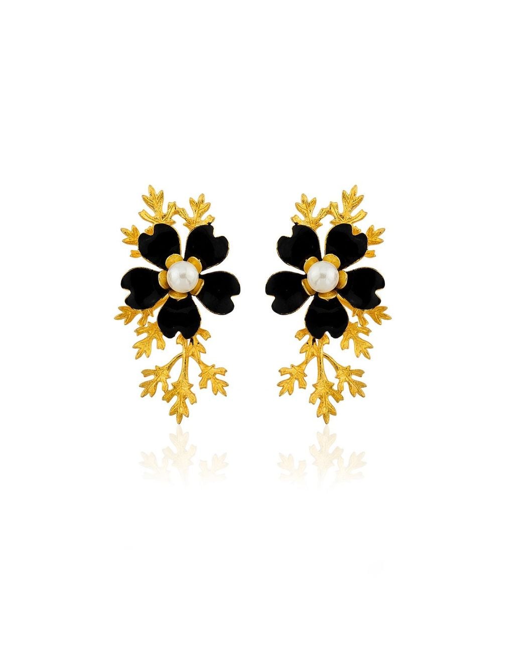 Milou Jewelry Black Flower Earrings With Branches