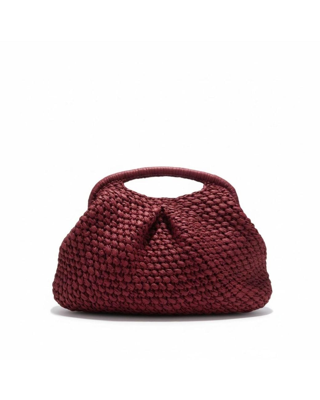 Springmoonatelier Red Handmade Raffia Top-Handle Bag – Burgundy