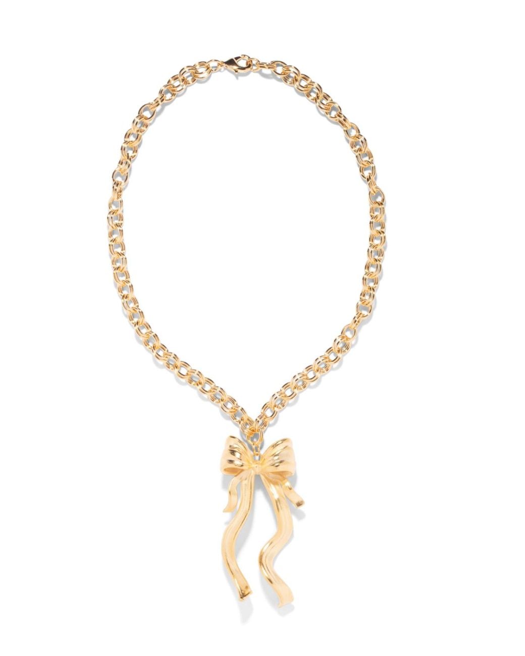 The Pink Reef Metallic Large Sculpted Bow Necklace