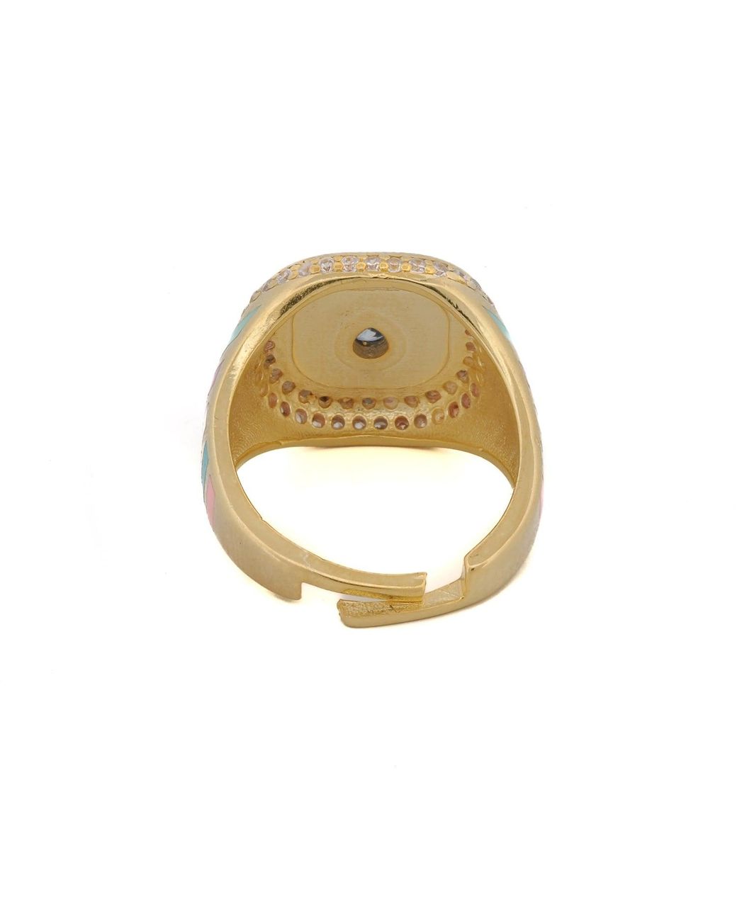 Ebru Jewelry Blue Sky Pastel Colors Diamond & Spring Statement Ring