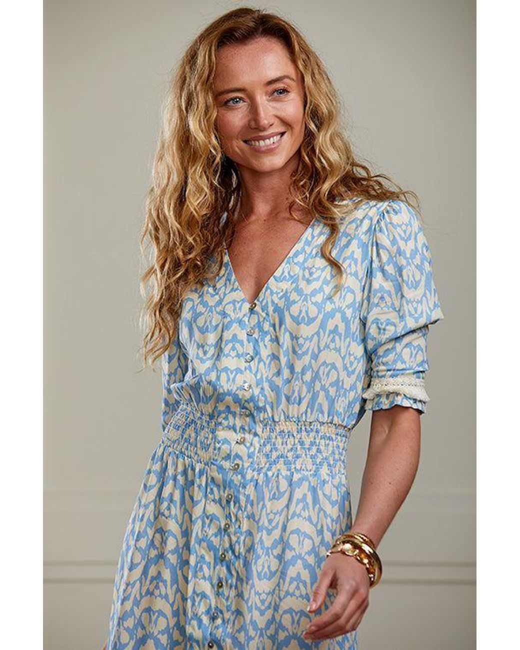 Guinea London Blue Pale & Cream Summer Dress
