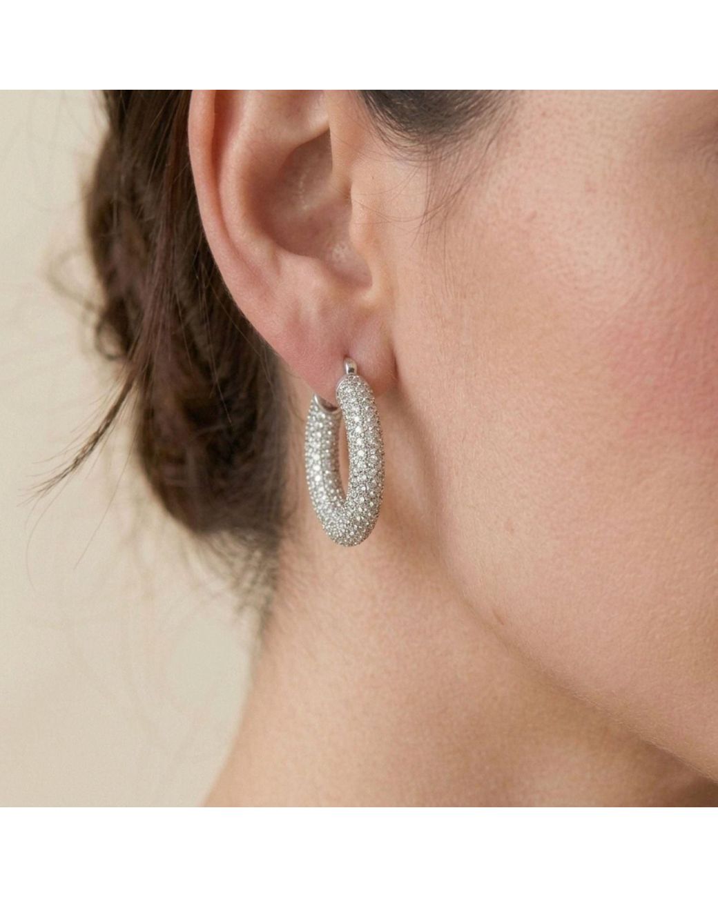 Jaredjamin Metallic Aria Pavé Chubby Hoop Earrings