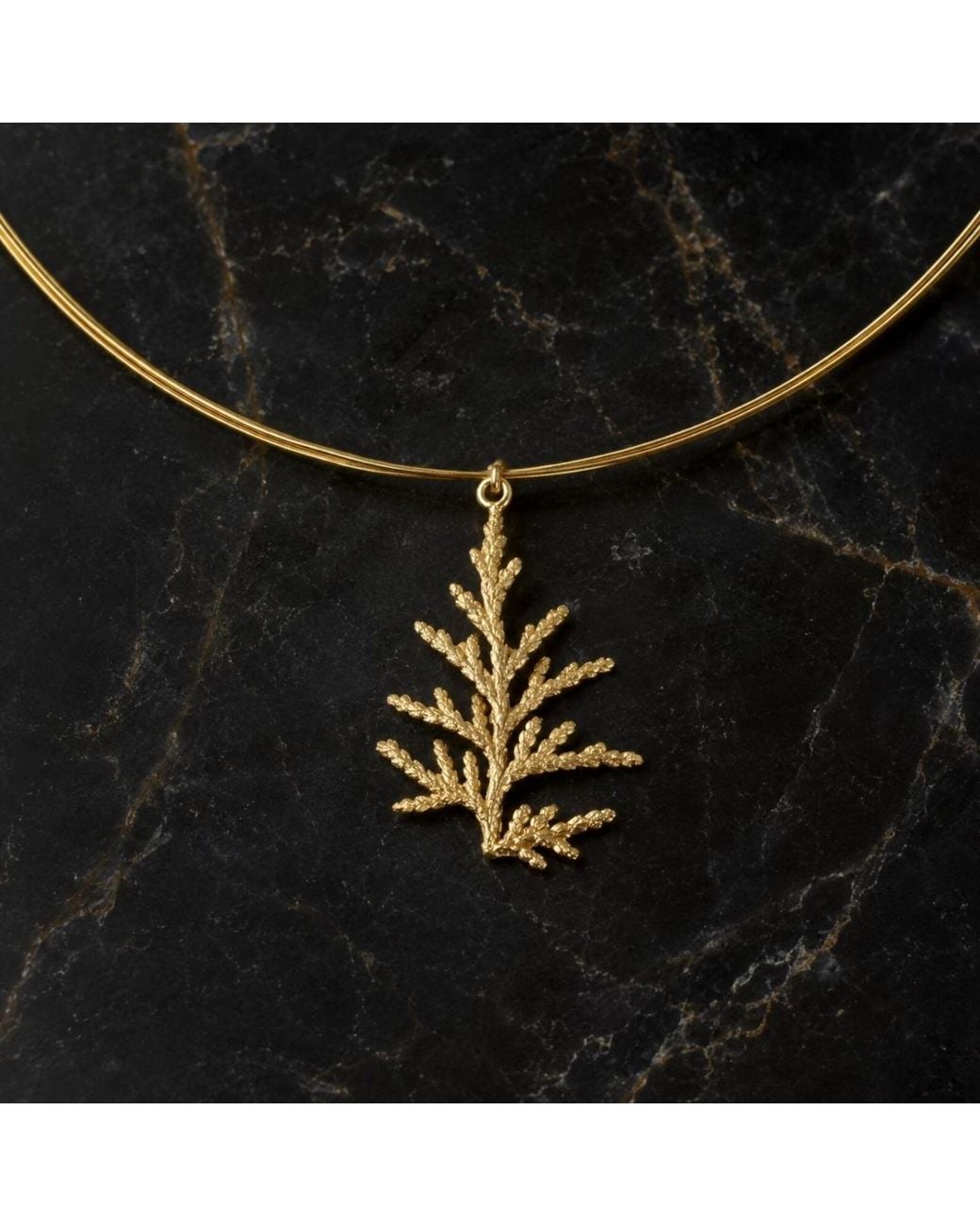 Mother Nature Jewelry Metallic Juniper Leaf Necklace, Handmade Pendant