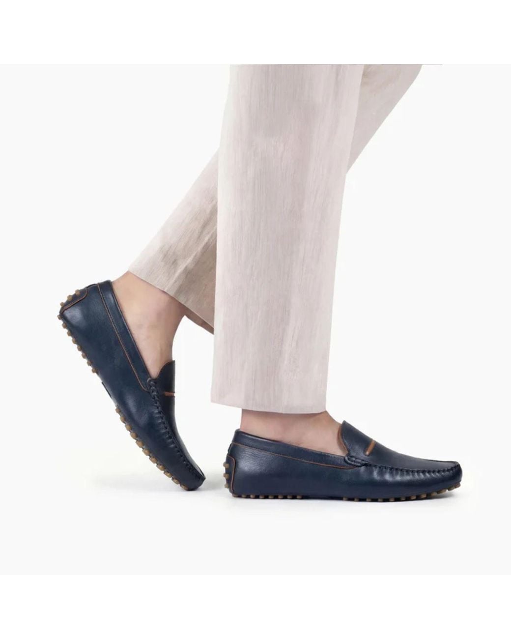 Armos Blue Leather Driving Moccasin for men