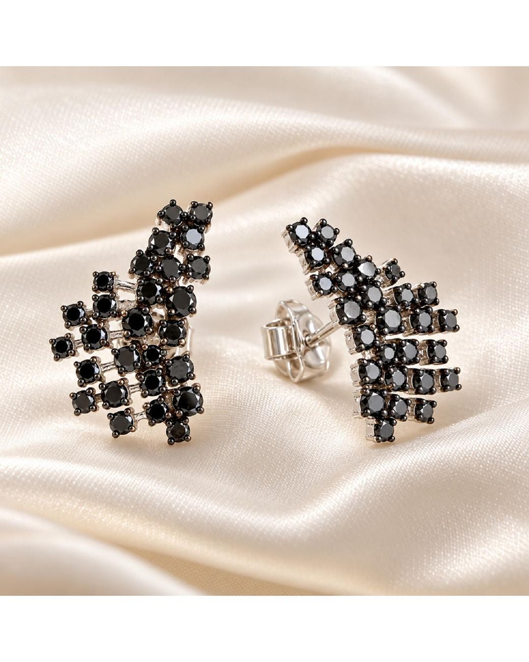 Artisan Black 14K Diamond Cluster Statement Stud Earrings