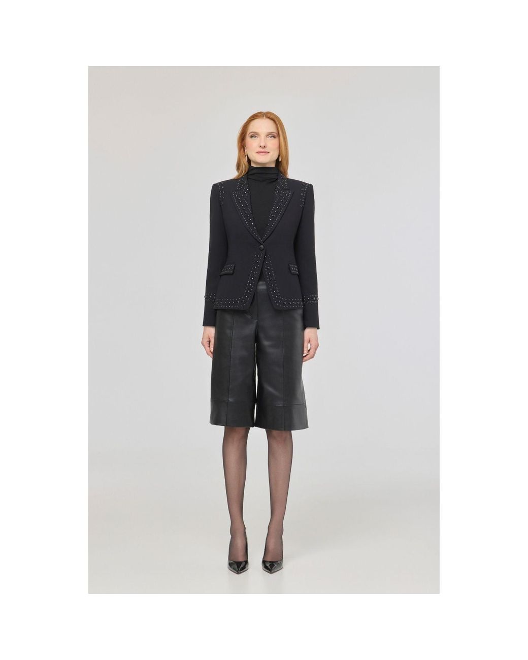 The Extreme Collection Black Blazer With Bold Stud Accents Rock Star