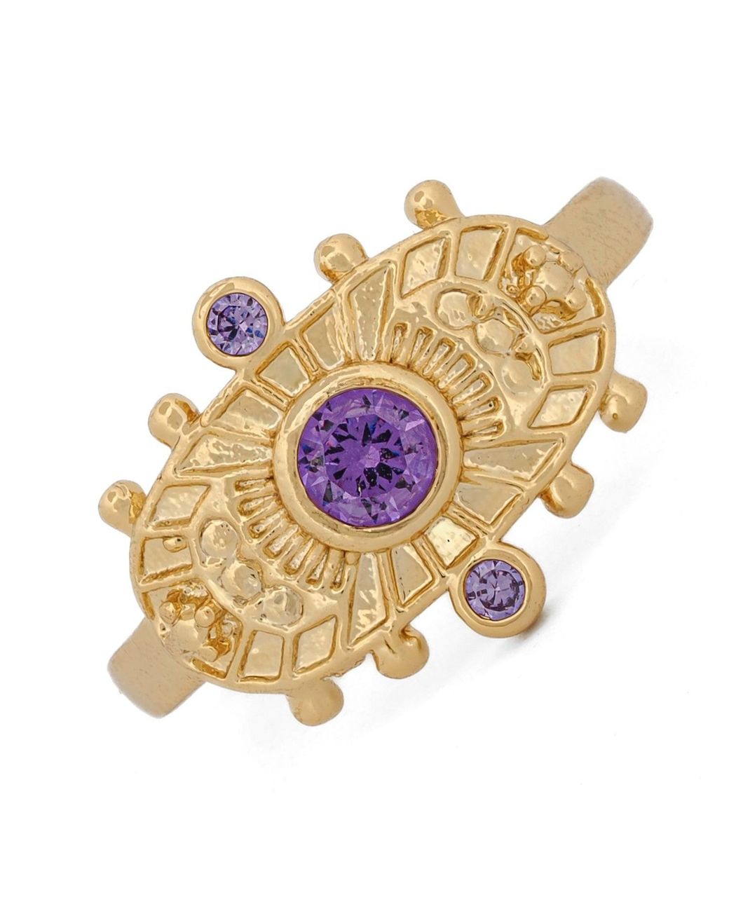 Ebru Jewelry Metallic Goddess Cleopatra Amethyst & Adjustable Ring