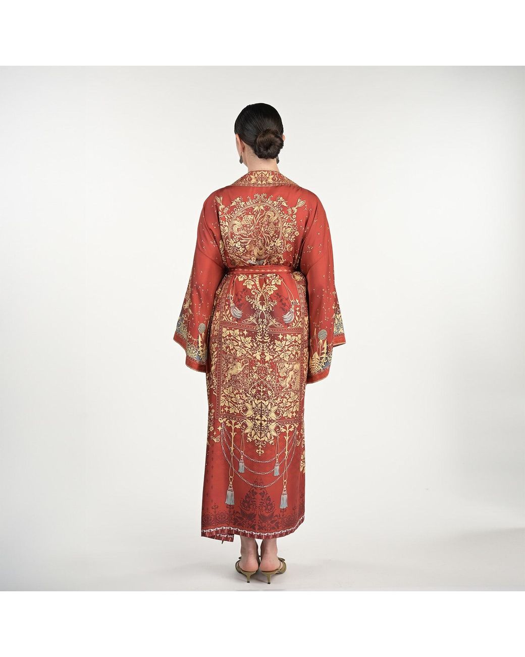 Silk&Soul Red Tree Of Life Silk Robe