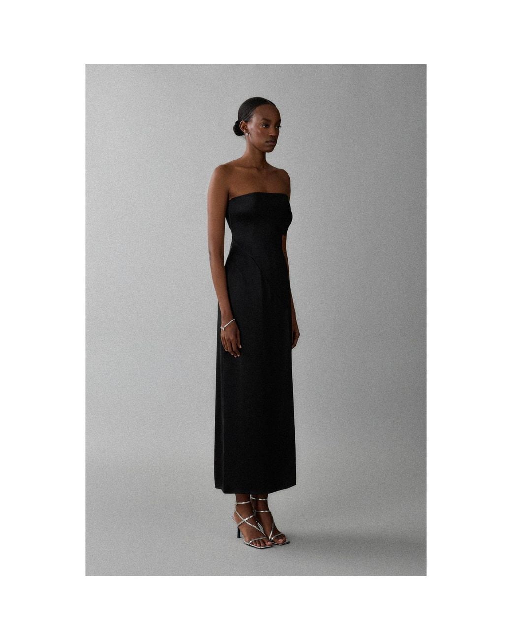 Aisl Black Strapless Fold Bodice Maxi –