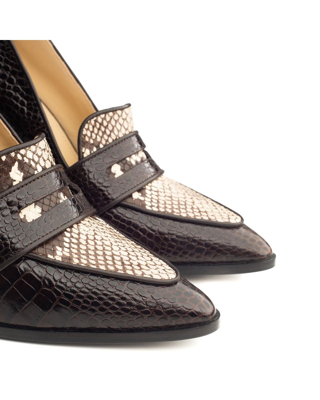 Rosamund Muir London Black Neutrals Annabel Crocodile Print & Snake Print Loafers