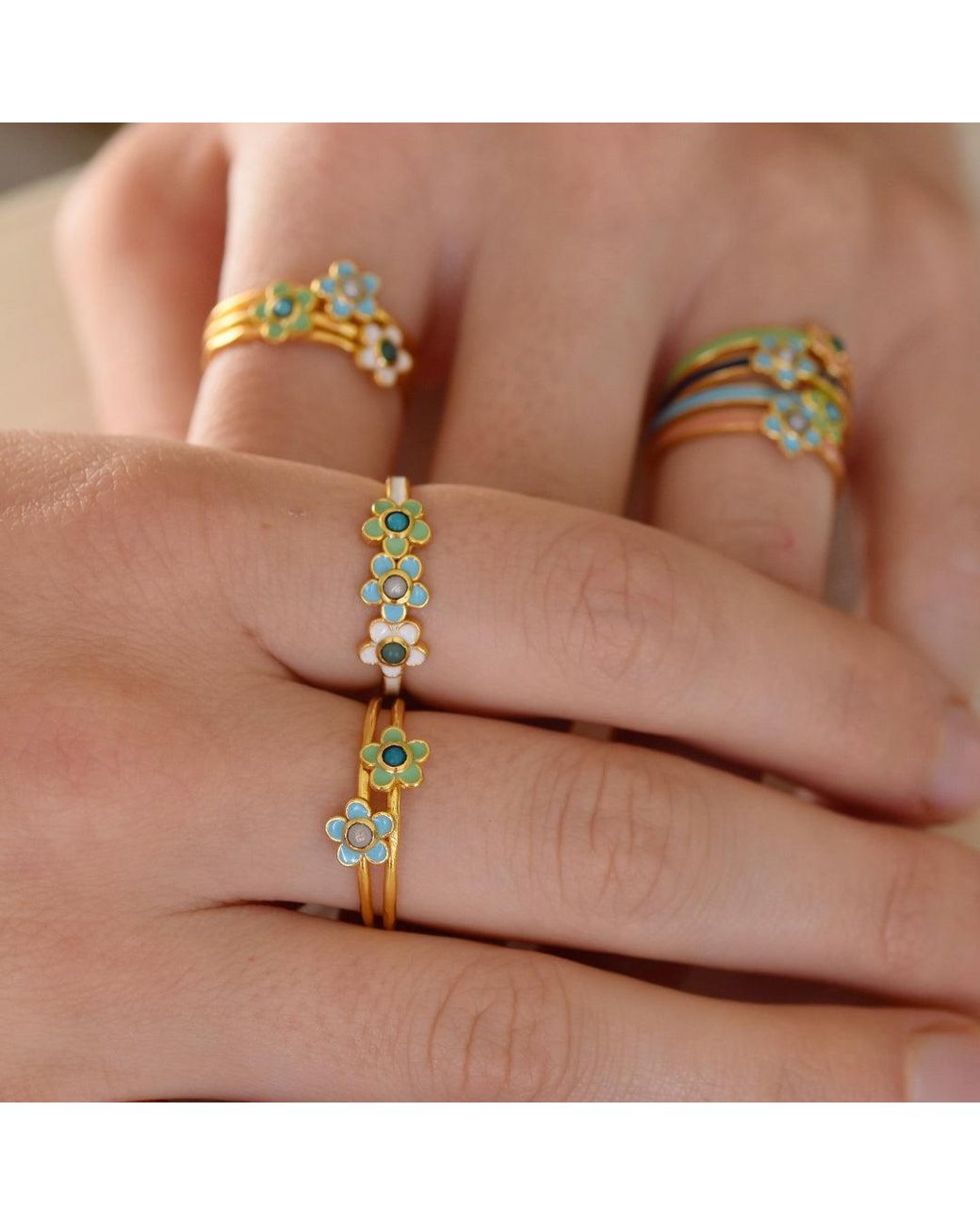 GEM BAZAAR Yellow Fleury Flower Band Ring