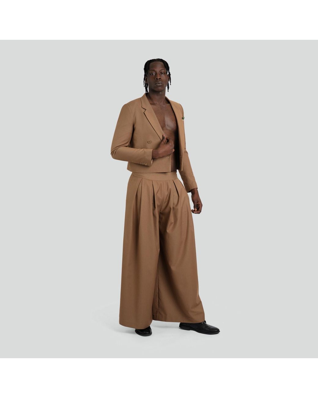 Maui X Lolita Brown Bastien Tan Cropped Blazer for men