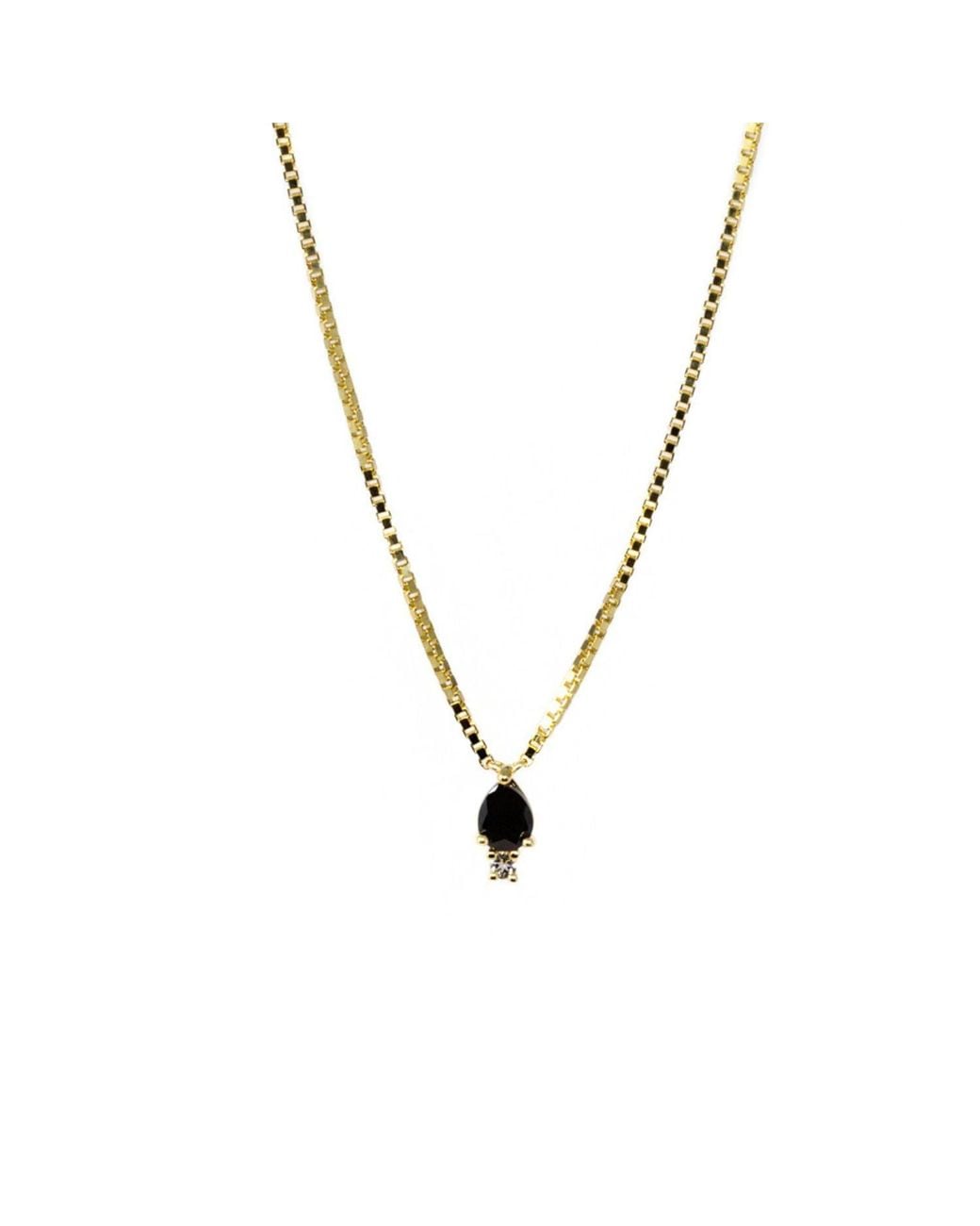 NASI SILVER Metallic Pear Atarah Necklace- Onyx & Topaz