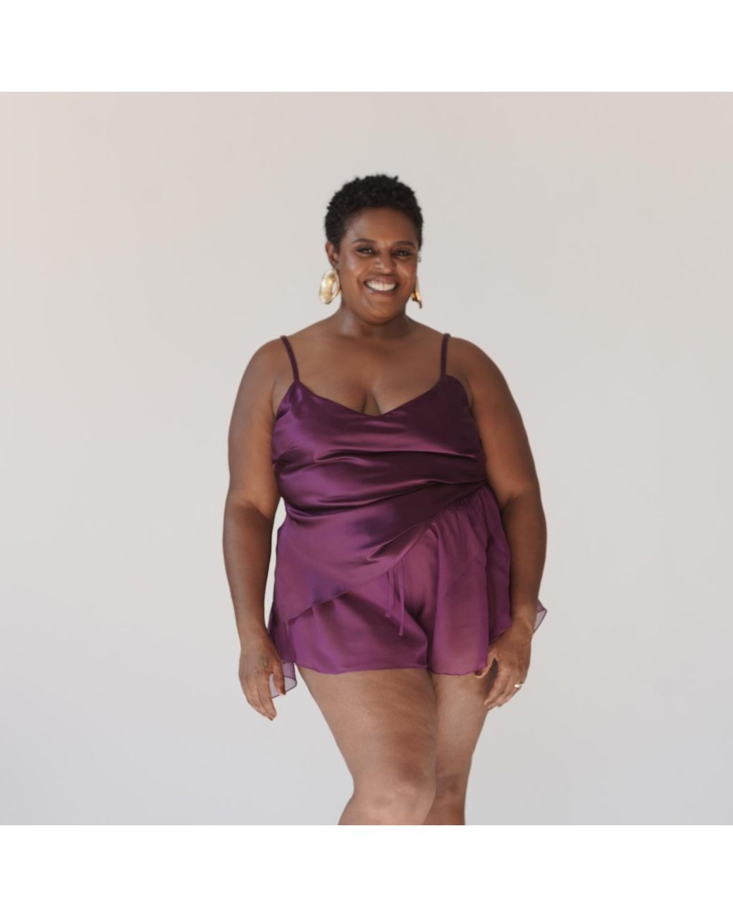 Je Mérite (I Deserve) Purple Silk Chiffon Tap Short