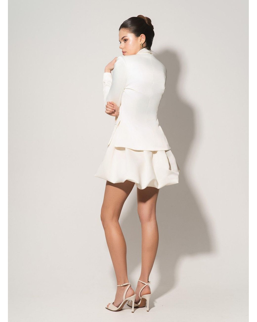 Tia Dorraine White Tailored Satin Blazer