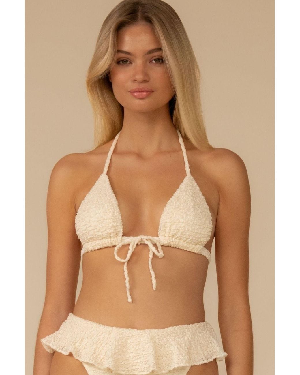 Montce White Neutrals Amalia Texture Emma Bikini Top