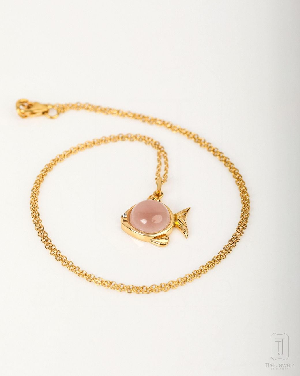 The Jewelz Metallic 'Blush Current' Natural Rose Quartz 925 Necklace