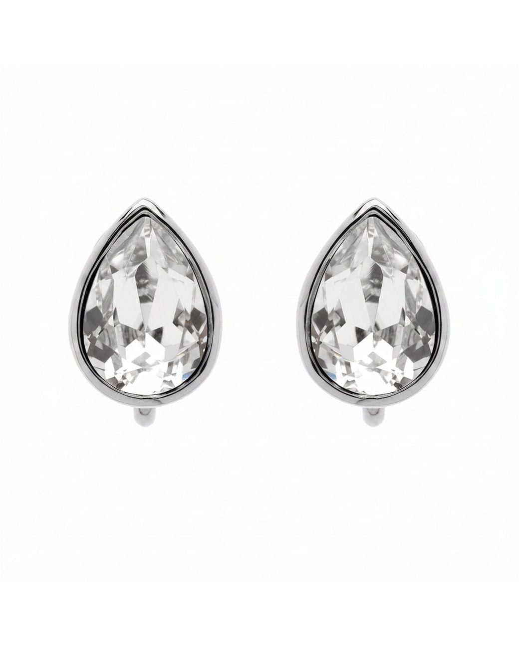 Emma Holland Jewellery Metallic Platinum Pear Crystal Clip Earrings