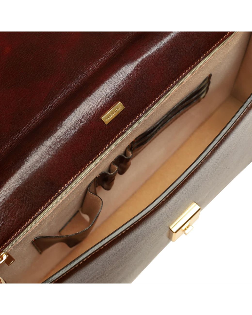 Time Resistance Brown Leather Briefcase for men