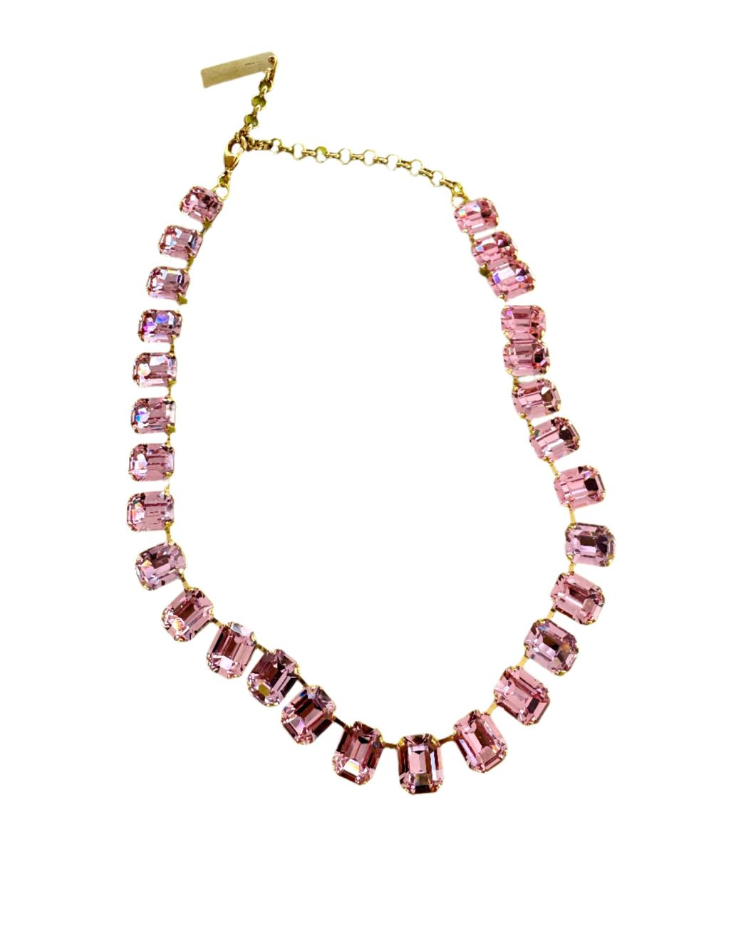 Laura Gray Brown Light Crystal Square Cut Necklace
