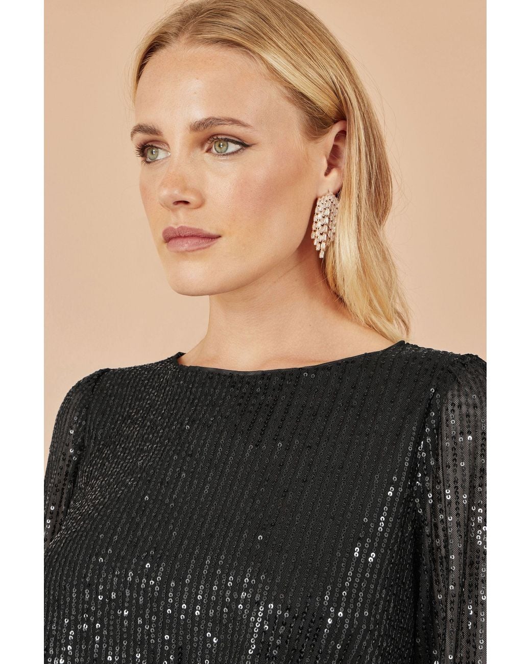 Yumi' Black Sequin And Velvet Mini Dress