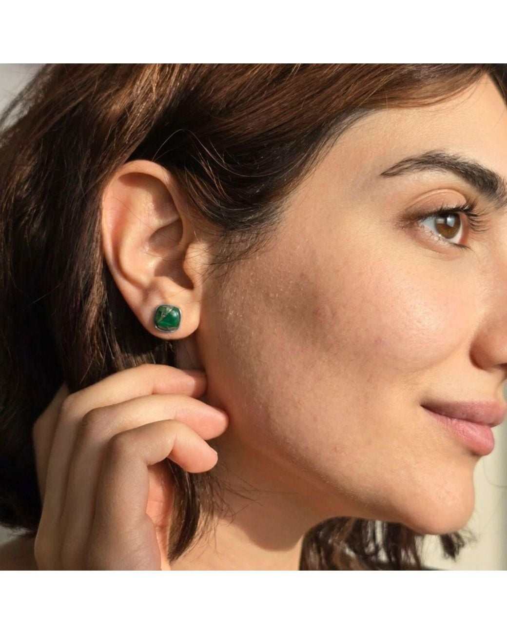 Sophelia Green Emerald May Birthstone Sterling Stud Earrings