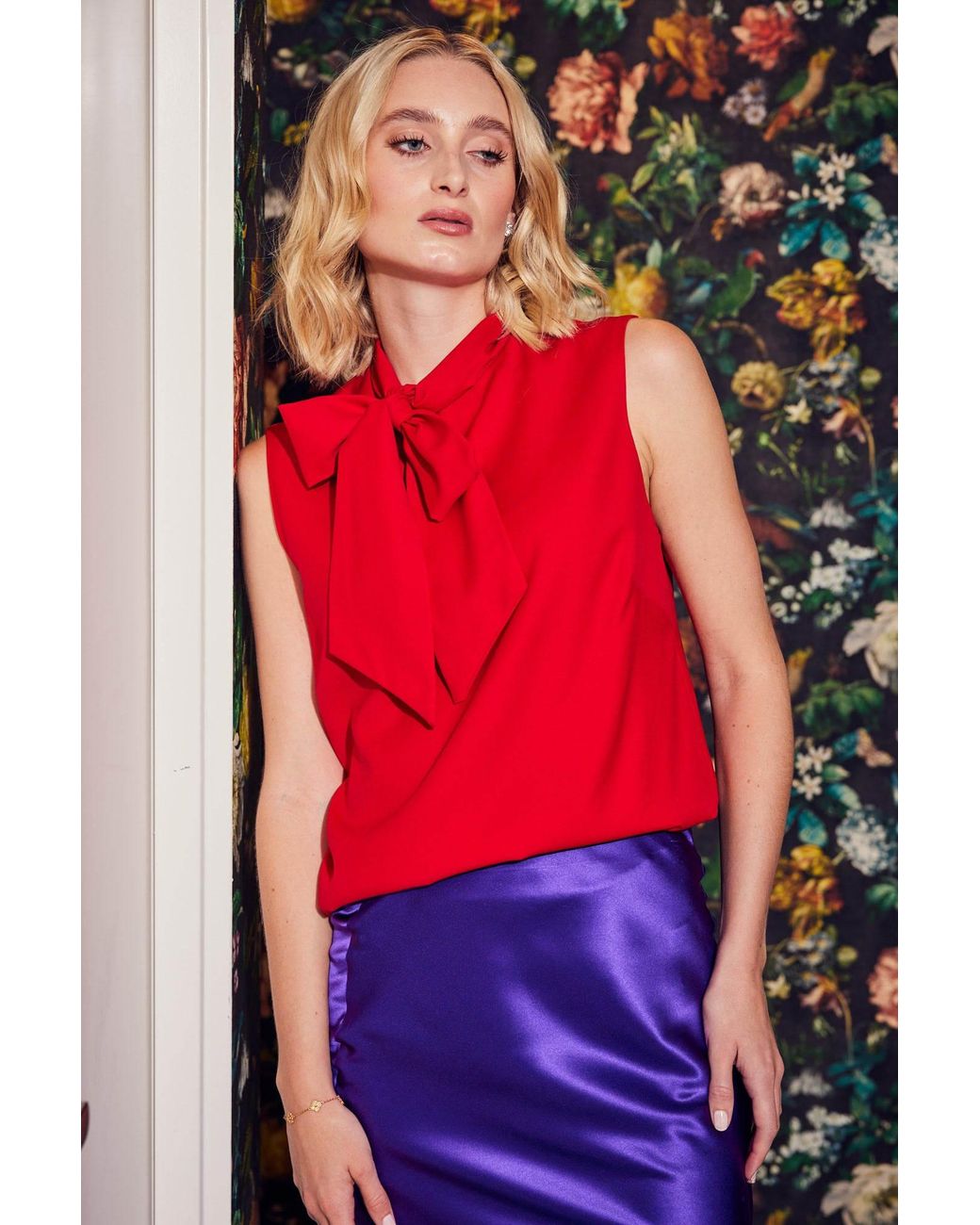 Lindsay Nicholas New York Red Bow Blouse