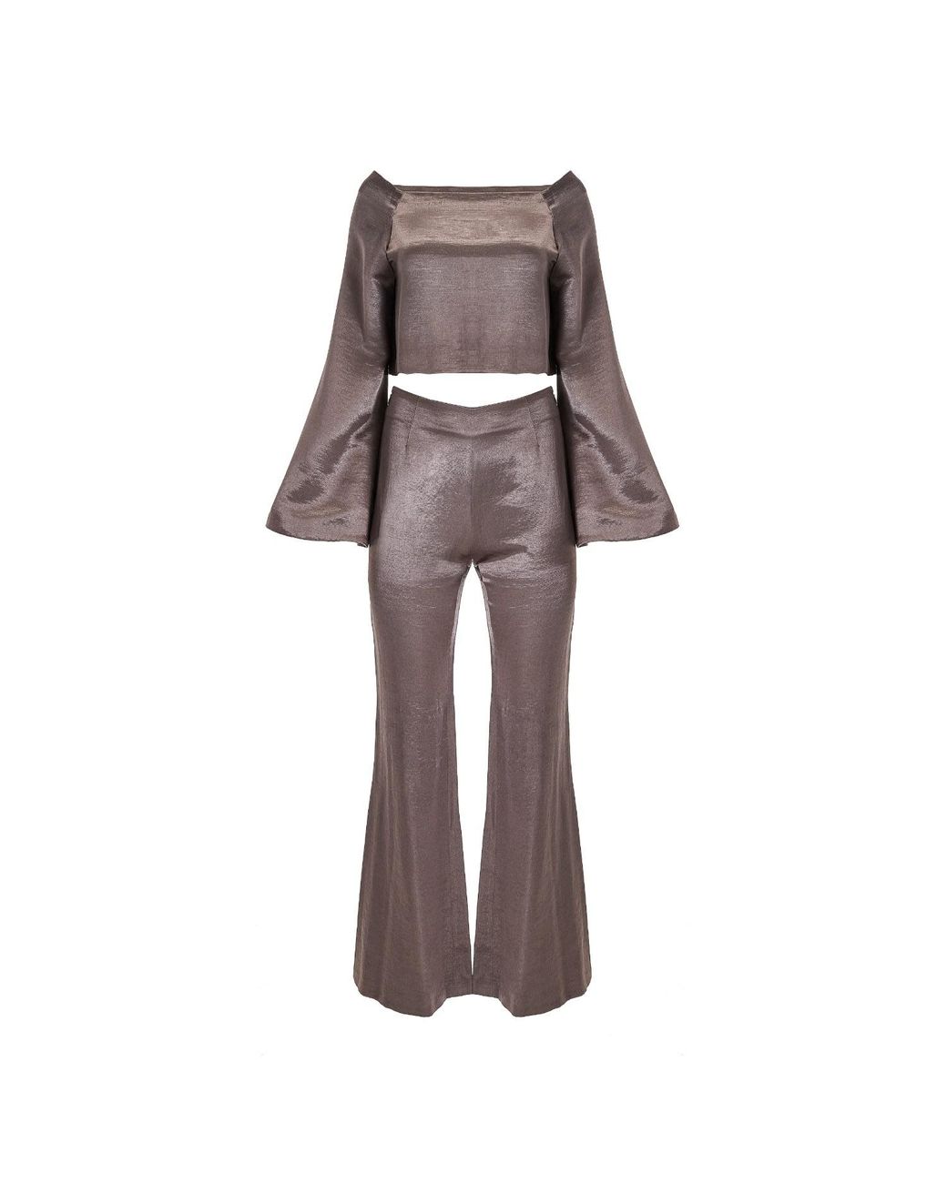 Lita Couture Gray 70S Vibes Liquid Top