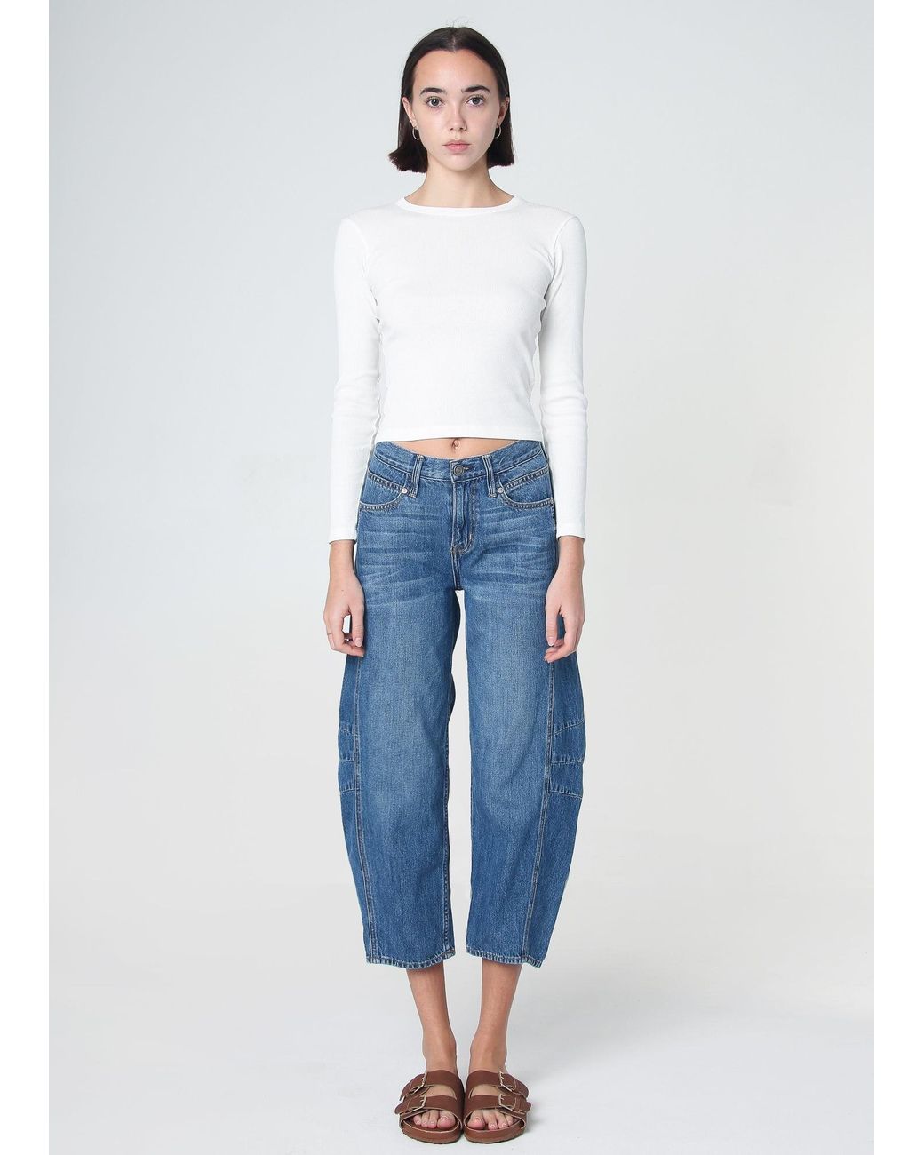 NOEND Blue Ava Flutter Slung Fit Jeans