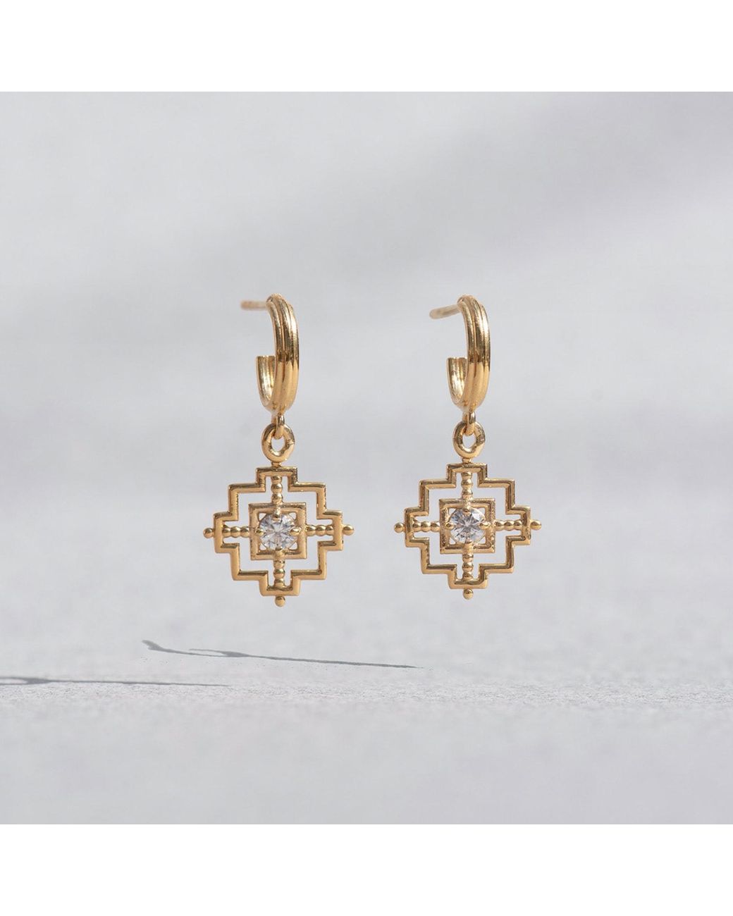 Zoe & Morgan Metallic Centred Earrings Zircon