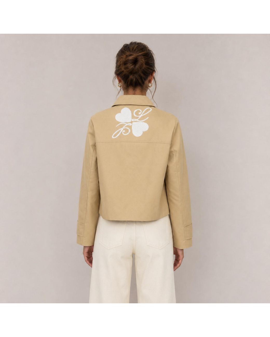 House of Laines London Natural Neutrals Laines Couture Hand Embellished Leopard Cropped Trench