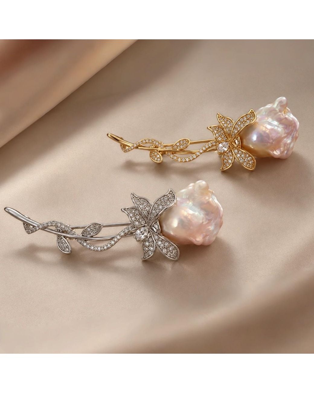 Ninemoo Metallic Rosebud Bloom Brooch