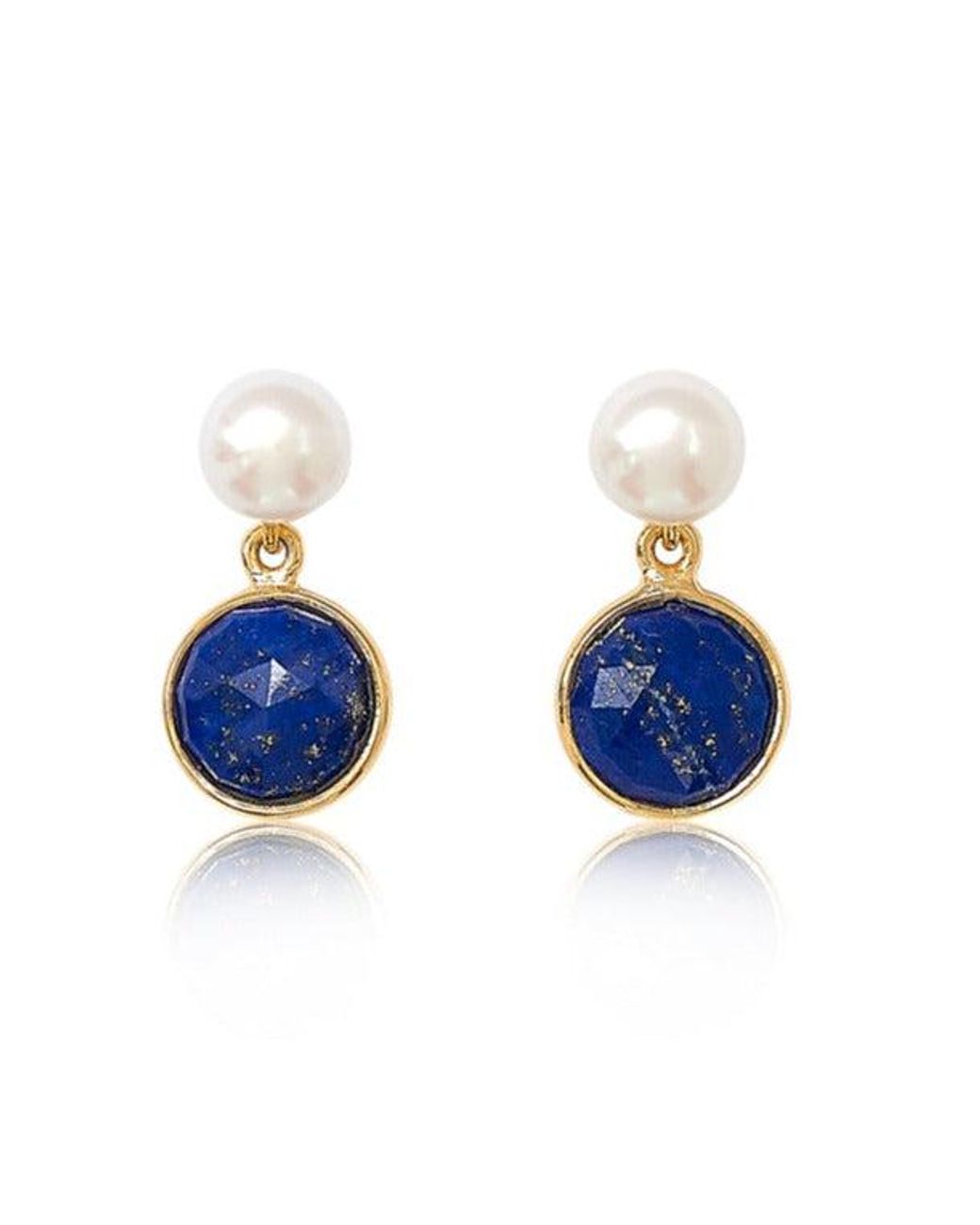 Pearls of the Orient Online Blue Nova Lapis Lazuli & Cultured Freshwater Pearl Drop Earrings