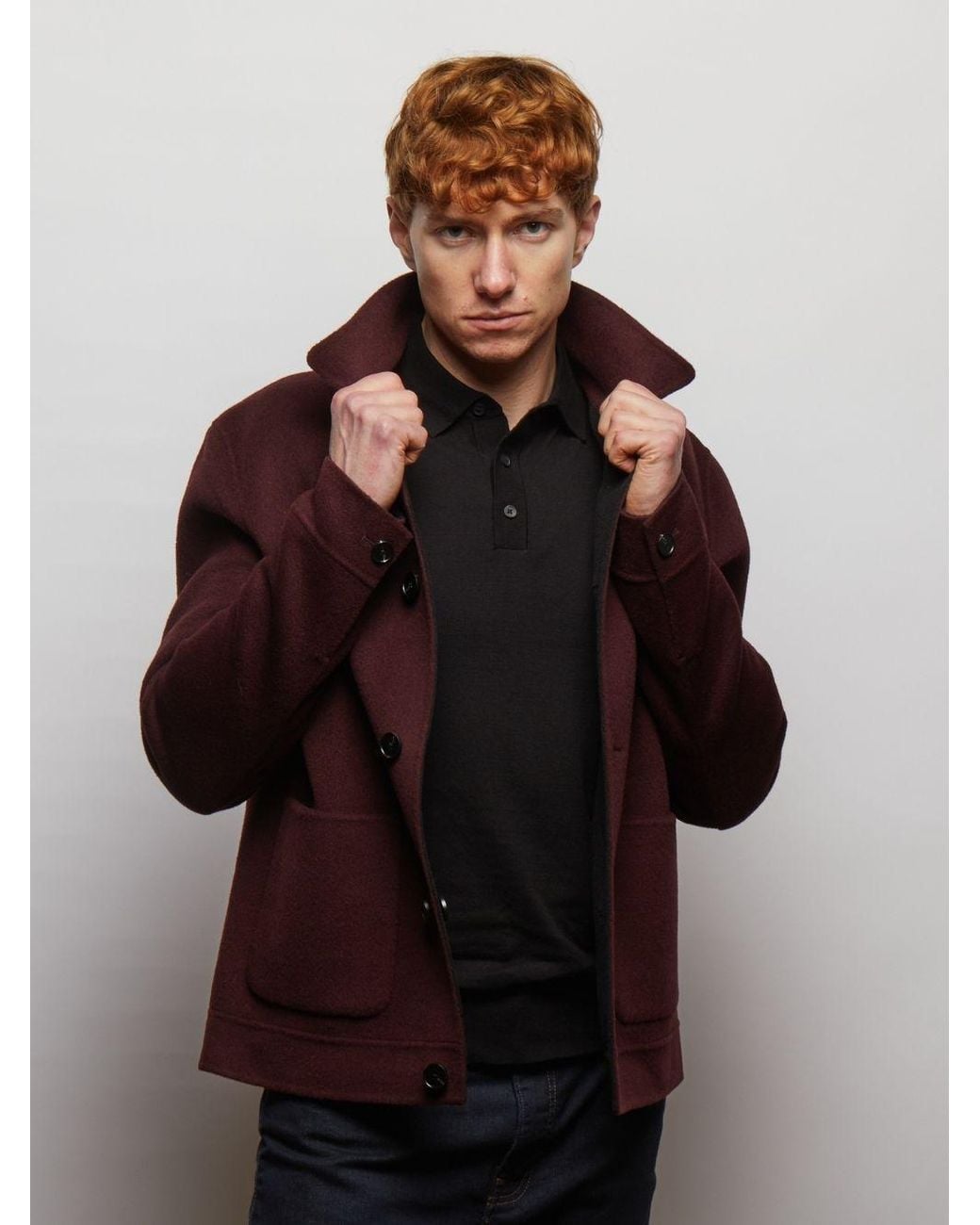 Guards London Purple Irish Reversible Wool Blend Jacket for men