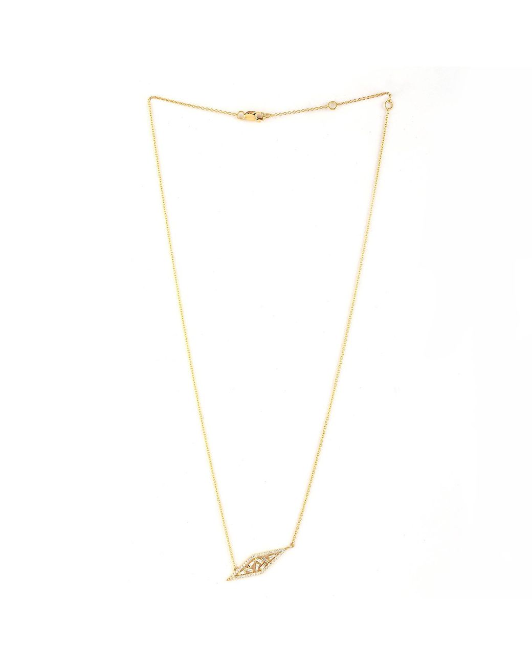Artisan Metallic Solid Yellow Gold Baguette Diamond Chain Necklace Pendant