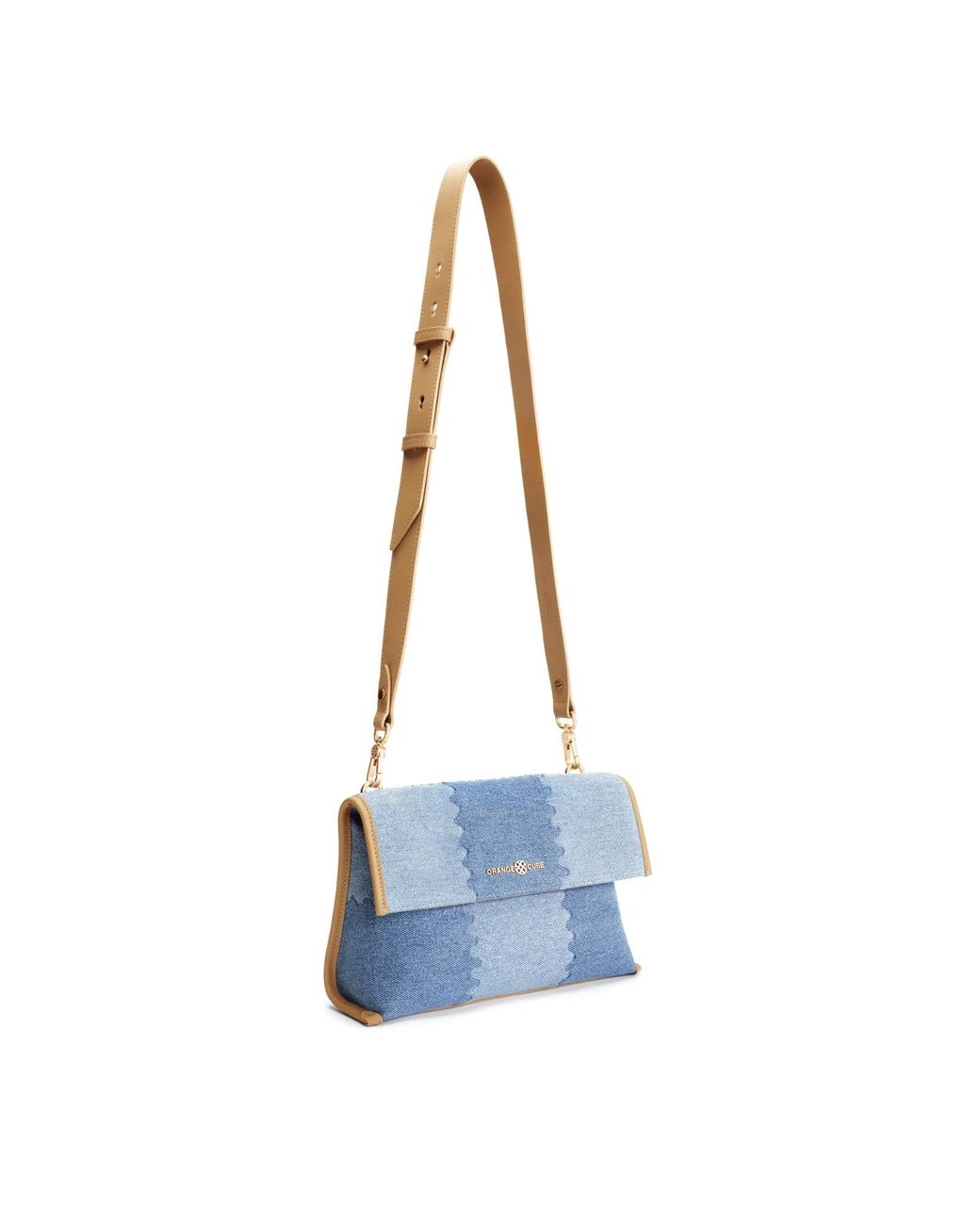 Orange Cube Blue Square Stitch Messenger Bag
