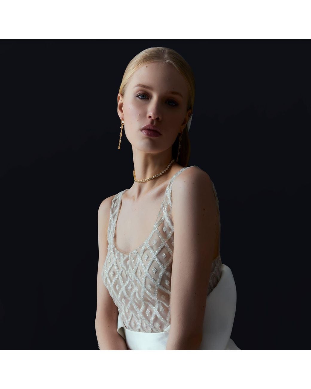 Lavani Jewels Metallic Mystere White Earrings