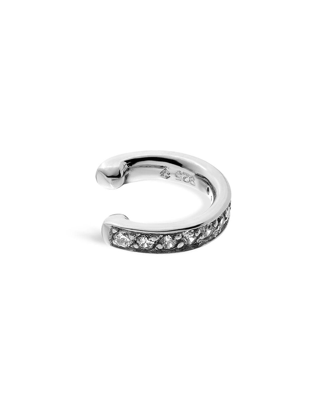 SALLY SKOUFIS Metallic Edge Mono Ear Cuff With Made Cz Diamond Stimulant