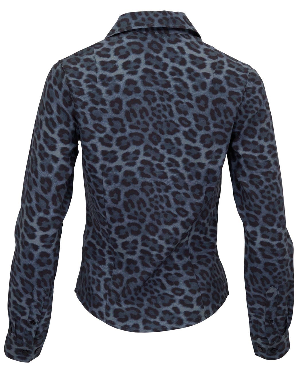 Lords of Harlech Blue Sutton Leopard Smoke Stretch Silk Long-Sleeve Shirt