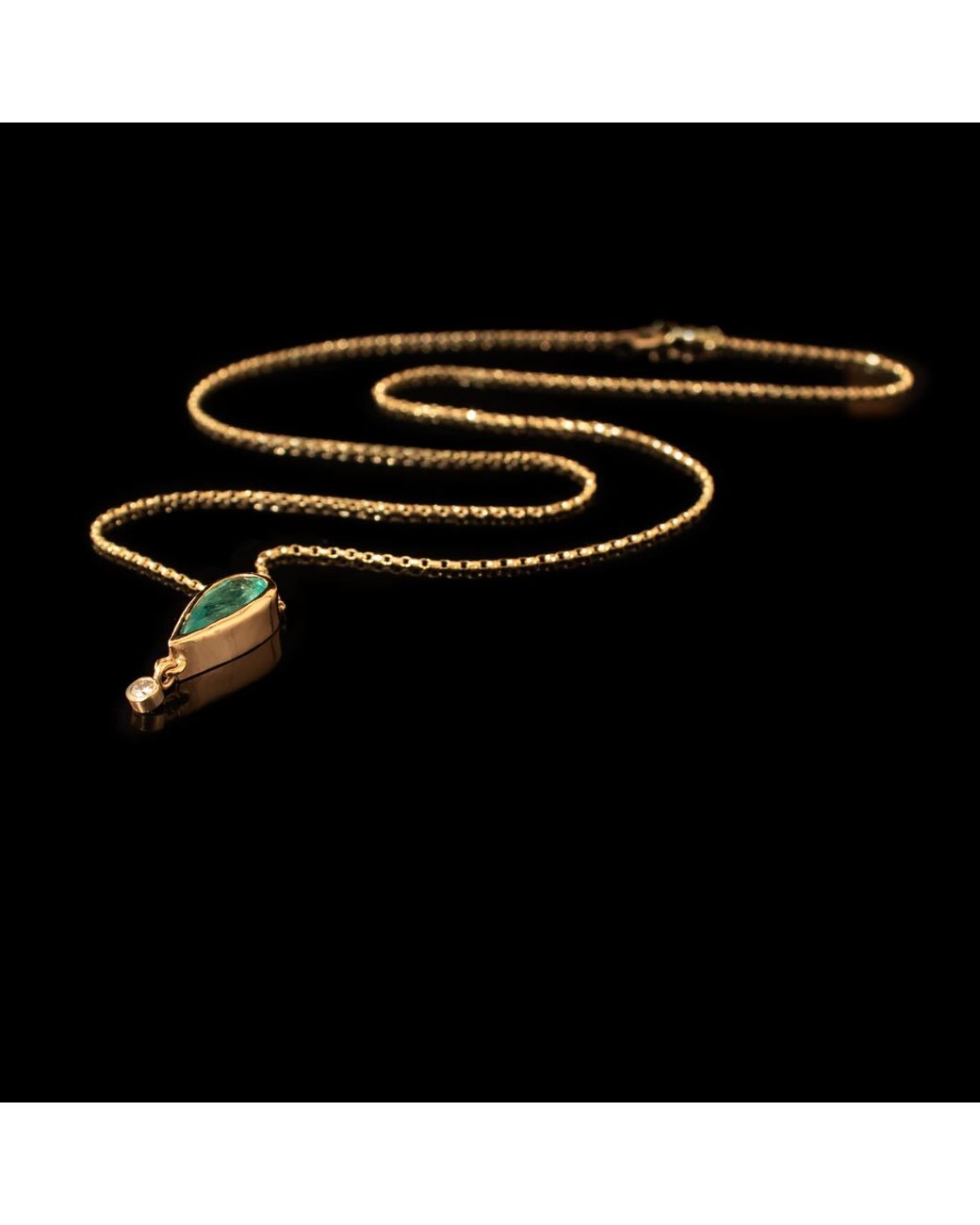 Gabriella Alicia Metallic Emerald And Diamond Pendant