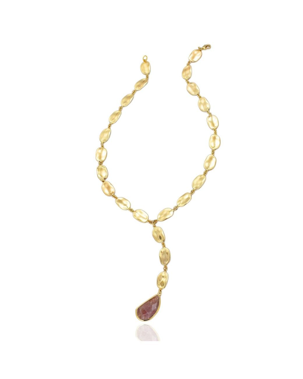 Rare Matters Jewelry Metallic Golden Drift Strawberry Quartz Statement Necklace