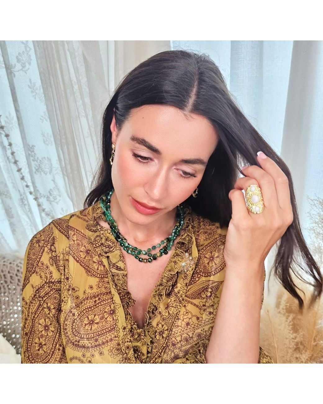 Farra Metallic Moonstone Statement Ring