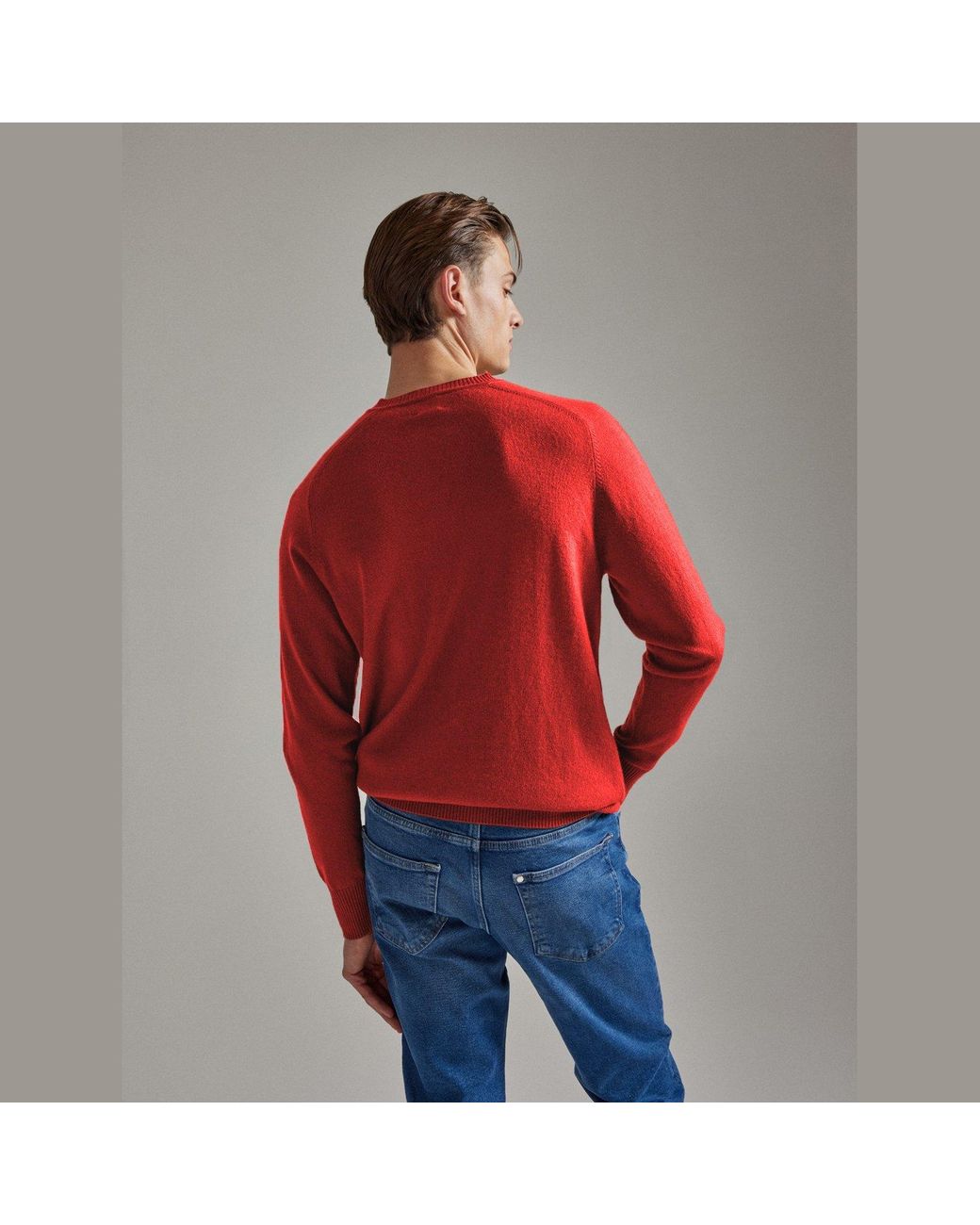 Salts Cashmere Red Split Crew Neck Sweater