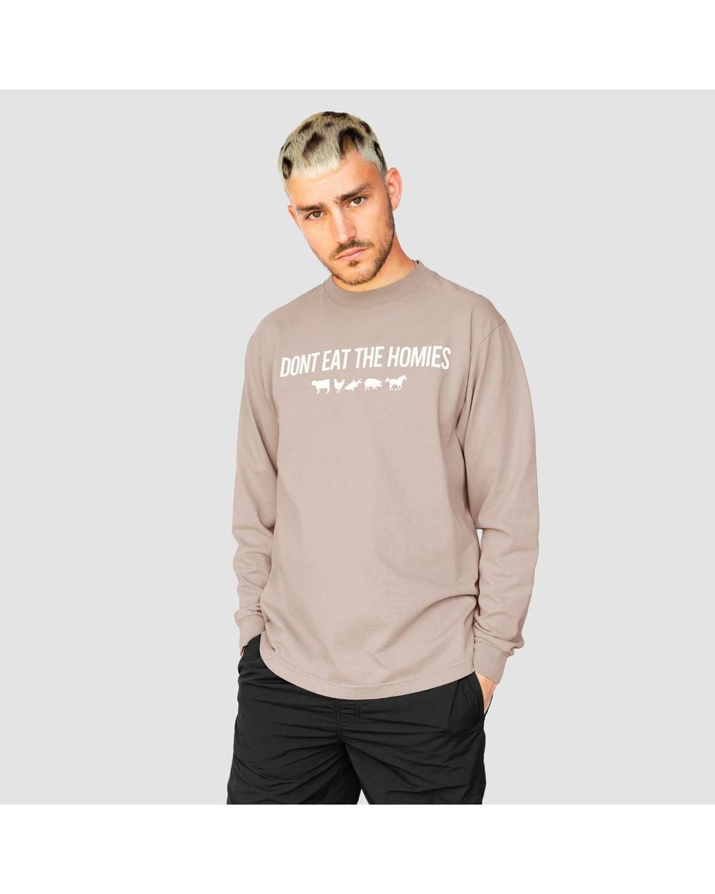 Dont Eat the Homies Brown Neutrals Three D Long Sleeve for men