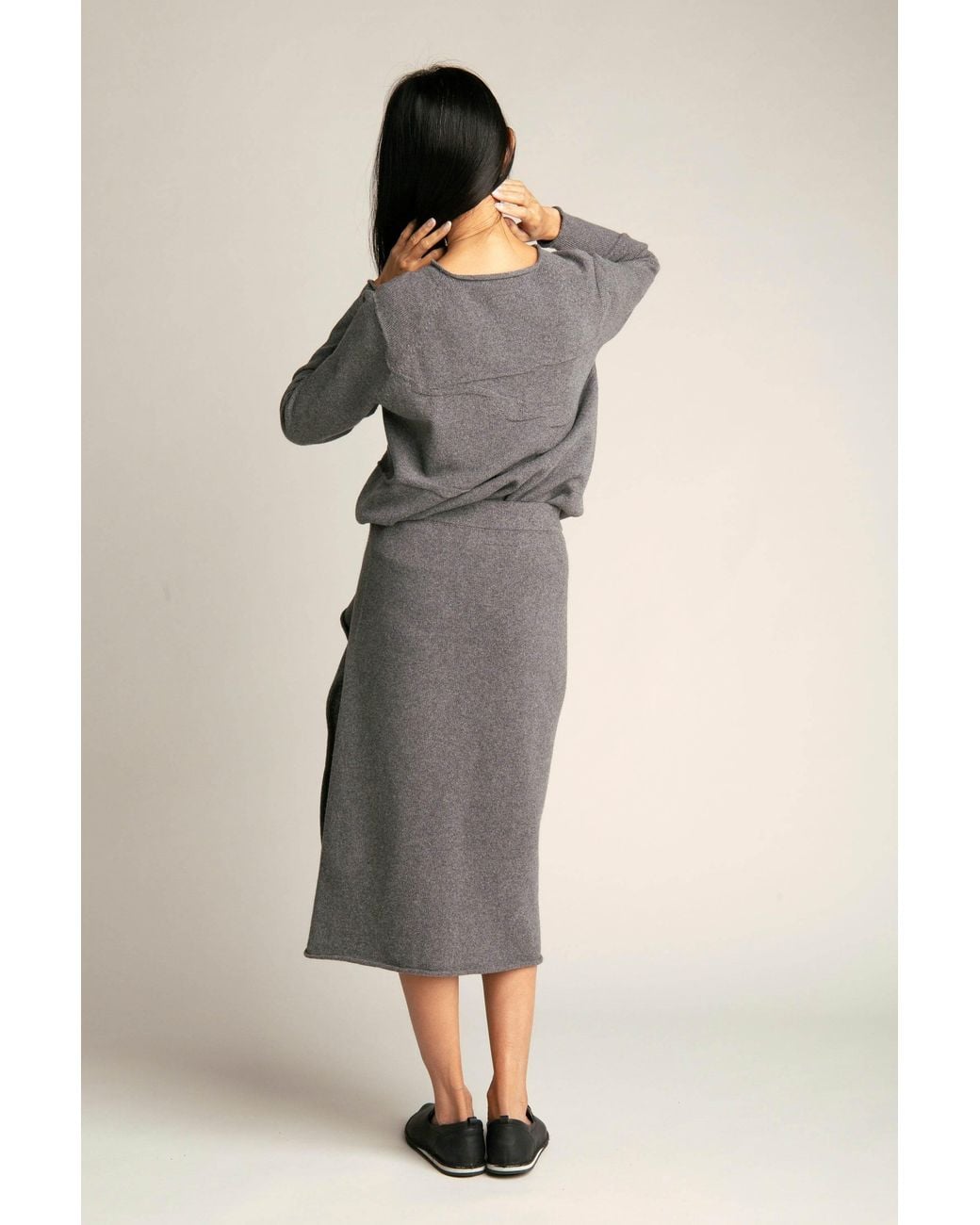 Reet Aus Gray Seamless Skirt From Recycled Wool